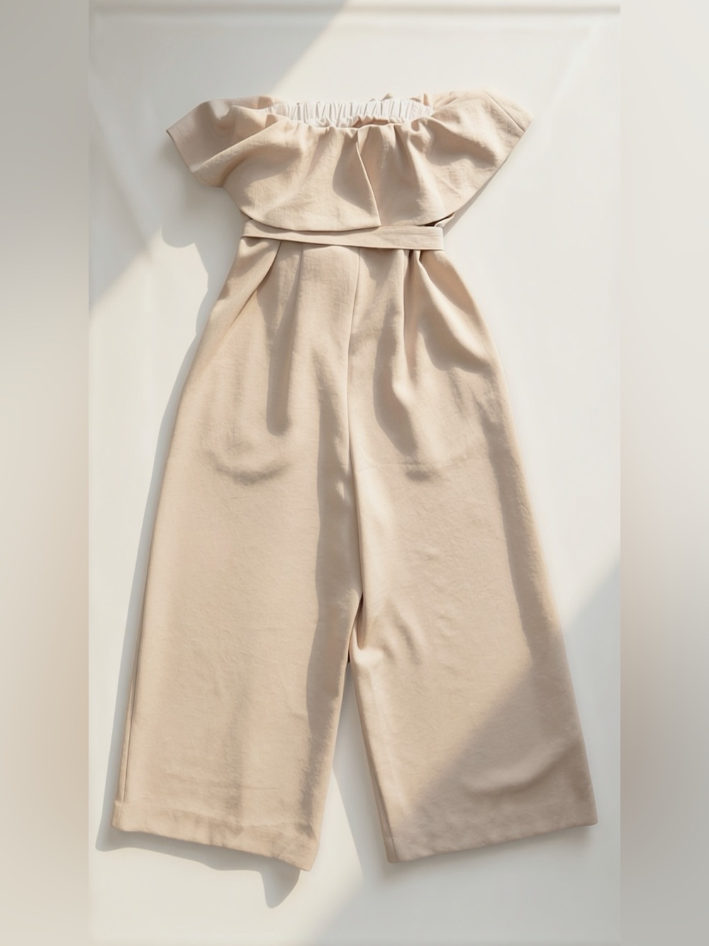 Babaton Blush Beige Strapless Wide Leg Jumpsuit | Size 4 | Balletcore Coquette - Picture 7 of 7
